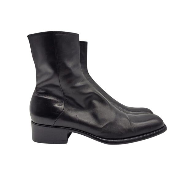 Sergio Rossi Black Leather Square Toe Ankle Boots - Size  39 - US 7.5 - Picture 5 of 9